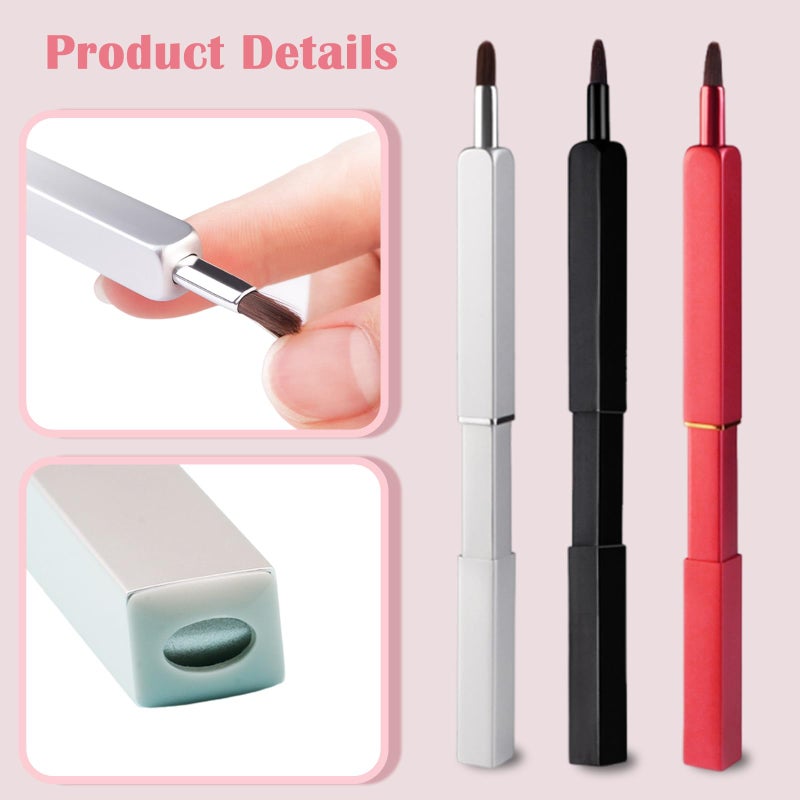 Ideal Swan Lip Applicator Brush - 3 Pack Exquisite Professional Dustproof Retractable Lip Brush - Makeup Lipstick Lip Gloss Applicators (Black, Silver and Jewelry Red) - Image 3