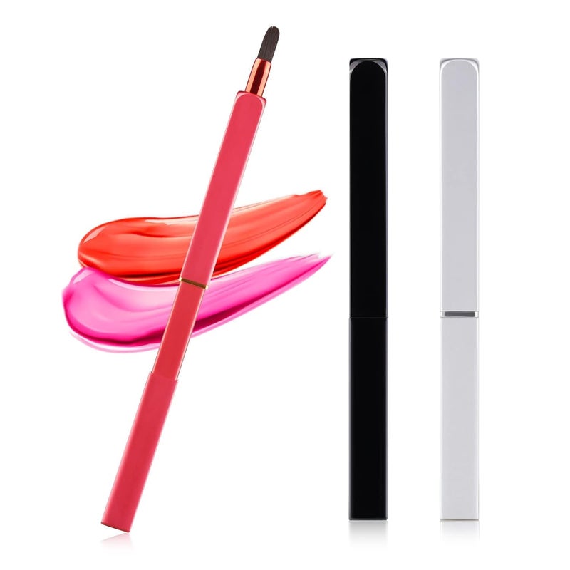 Ideal Swan Lip Applicator Brush - 3 Pack Exquisite Professional Dustproof Retractable Lip Brush - Makeup Lipstick Lip Gloss Applicators (Black, Silver and Jewelry Red) - Image 1