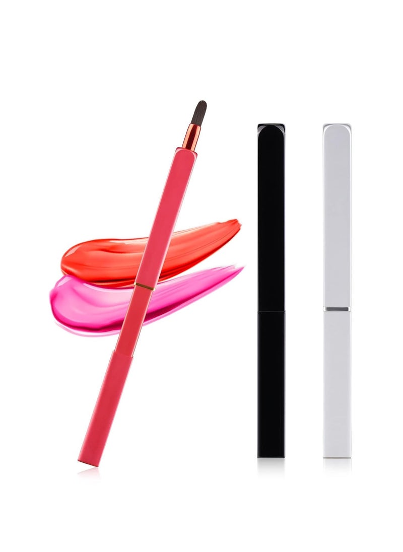 Ideal Swan Lip Applicator Brush - 3 Pack Exquisite Professional Dustproof Retractable Lip Brush - Makeup Lipstick Lip Gloss Applicators (Black, Silver and Jewelry Red)  - Image 1