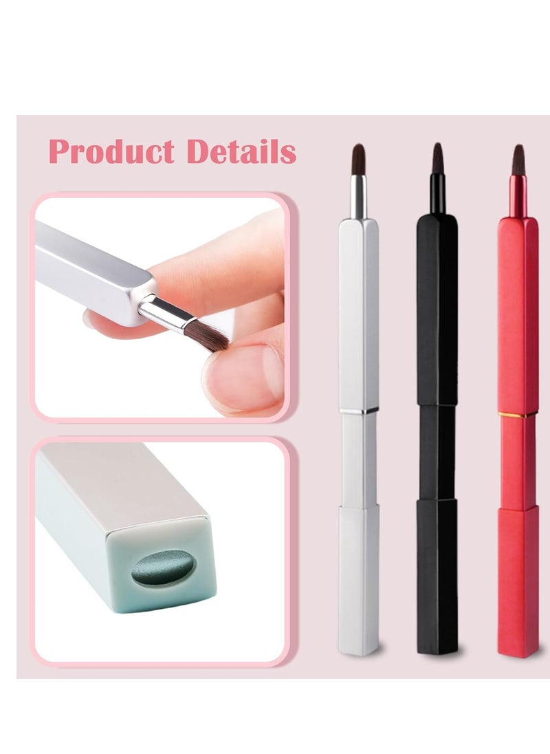 Ideal Swan Lip Applicator Brush - 3 Pack Exquisite Professional Dustproof Retractable Lip Brush - Makeup Lipstick Lip Gloss Applicators (Black, Silver and Jewelry Red)  - Image 2