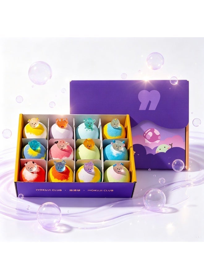 12 PCS Constellation Zodiac Kids Bath Bombs Gift Box, Scented Bubble Bath Fizzers With Hidden Cute Transparent 12 Constellation Surprise Figurines, Mild Moisturizing Bath Salt Balls, Eid Birthday Holiday Spa Gift for Boys & Girls - Image 1