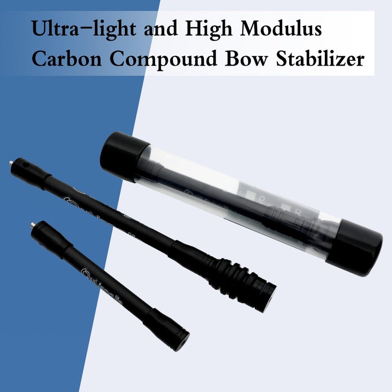 Perogen Archery Bow Stabilizer for Compound Bow Hunting 3K High Modulus Carbon Including dampers, Light Weighted, 8",10",12" in - Image 2