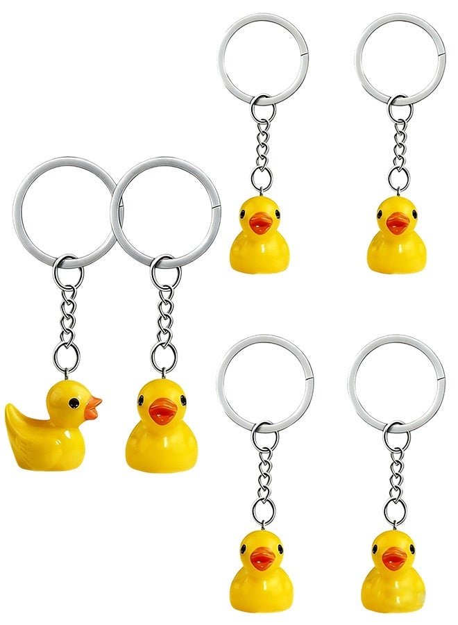 6 Pieces Duck Keychain Rubber ， 3D Duck Chains Duck Party Favors(Yellow ) - Image 1