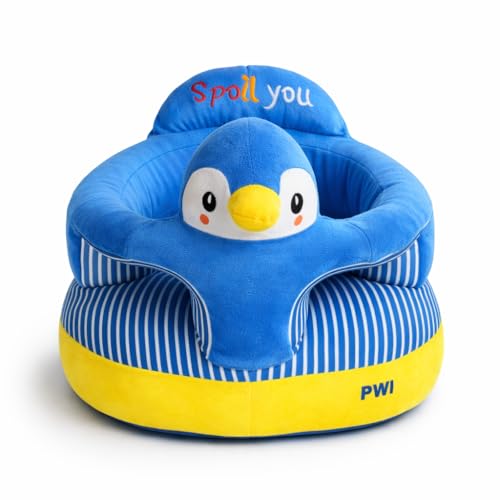 PWI Plush Baby Sitter with Backrest & Cartoon Support | Soft & Safe Seat for 0–24 Months | Blue, Lightweight & Portable - Image 1