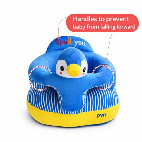PWI Plush Baby Sitter with Backrest & Cartoon Support | Soft & Safe Seat for 0–24 Months | Blue, Lightweight & Portable - Image 2