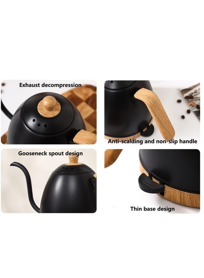 جيجيرو غلاية كهربائية، غلاية، غلاية كهربائية ذات عنق إوزة مع تحكم رقمي في درجة الحرارة، حماية من الغليان الجاف، 800 مل، لون أسود - Image 4