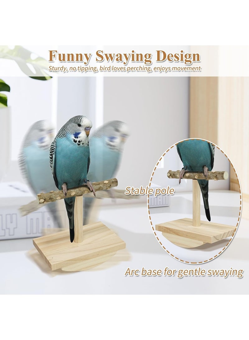 Mmmon Natural Wood Bird Perch Stand, Rocking Perch for Birds, Intelligence Puzzle Training Wood, Parrot Tumbler Toy, Bird Stand Swing Playstand Birds Accessories for Parakeets, Cockatiels, Budgies, Conures - Image 3