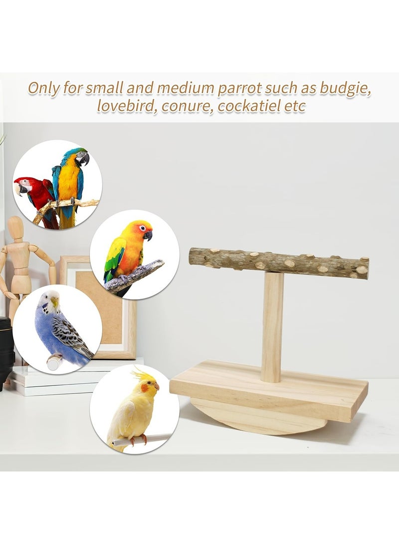 Mmmon Natural Wood Bird Perch Stand, Rocking Perch for Birds, Intelligence Puzzle Training Wood, Parrot Tumbler Toy, Bird Stand Swing Playstand Birds Accessories for Parakeets, Cockatiels, Budgies, Conures - Image 2