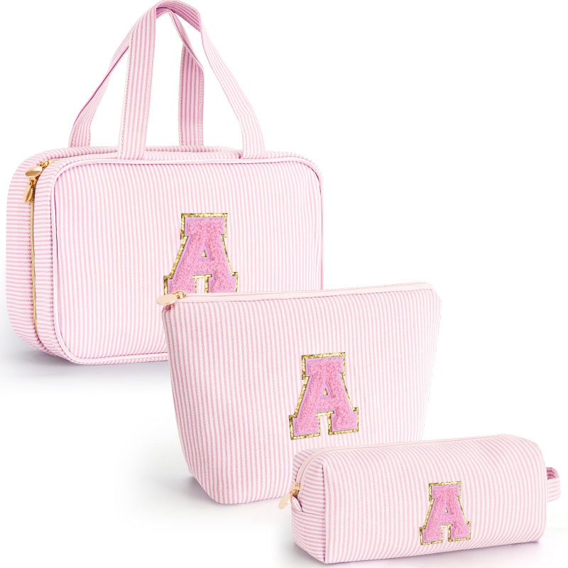 Fystdtote Easter Gifts Basket Stuffers for Teen Girls Women - Toiletry Bag Initial Makeup Bag | Travel Cosmetic Bag | 8 9 10 11 12 13 14 15 16 Years Old Girl Gifts Trendy Stuff - Pink A - Image 1
