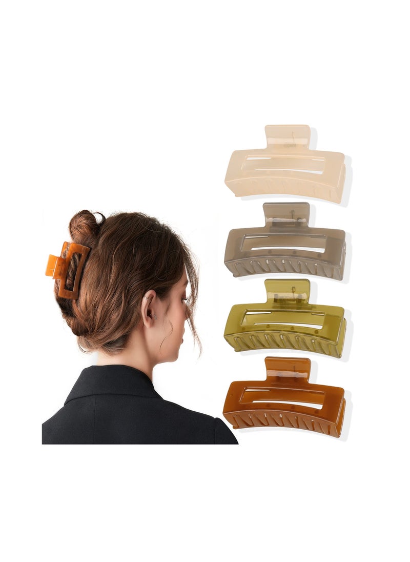 SYOSI - Large Hair Claw Clips for Women - Claw Hair Clips for Thick Hair Translucent Claw Clip for Women Hair Accessories Strong Hold Girls French Design Jaw Barrettes Gift for Long Curly Hair Clamps(4 Pack) - Image 1