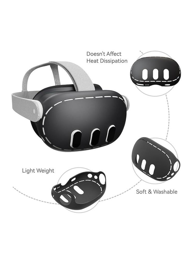 Raxoom VR Shell Cover Skin for Quest 3 Headset Accessories, Promass Silicone Headset Protector for Quest 3 VR Headsets, Anti Scratch Dust Shock (Black)  - Image 4