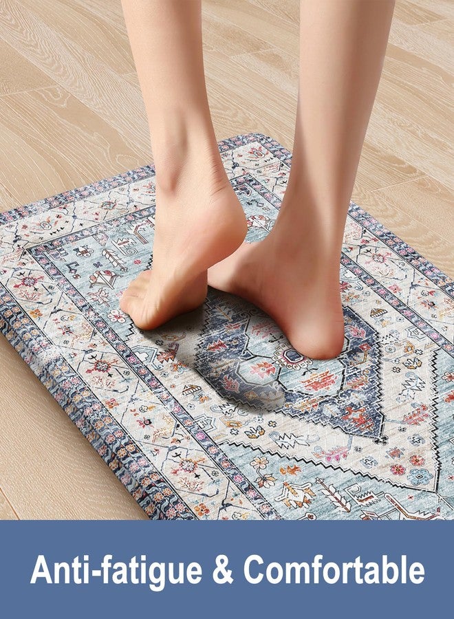 Sungea Anti Fatigue Mats for Kitchen Floor Set of 2, Waterproof Non-Skip Kitchen Rugs,Ergonomic Kitchen Floor Mats Cushioned,Comfort Foam Standing Mat for Office,Laundry Room,Sink,Counter, Desk(Blue) - Image 2