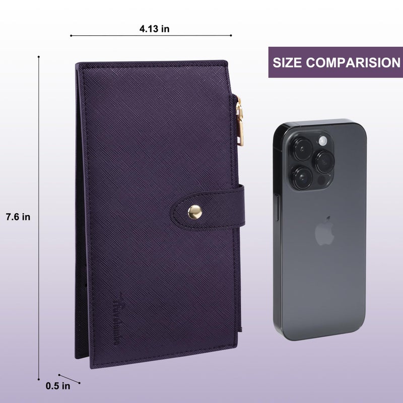 Travelambo RFID Wallet Women Large Size Bifold Multi Card Wallet Case with Zipper Pocke Credit Card Holder for Women - Image 2