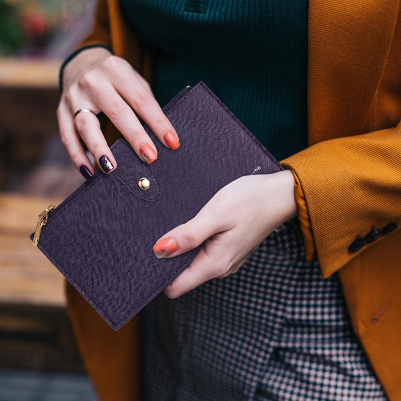 Travelambo RFID Wallet Women Large Size Bifold Multi Card Wallet Case with Zipper Pocke Credit Card Holder for Women - Image 3