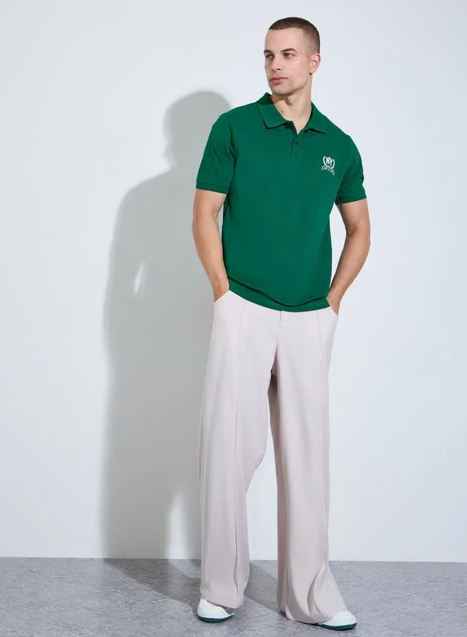 Styli Men Dark Green Regular Fit HD Print Pique Polo