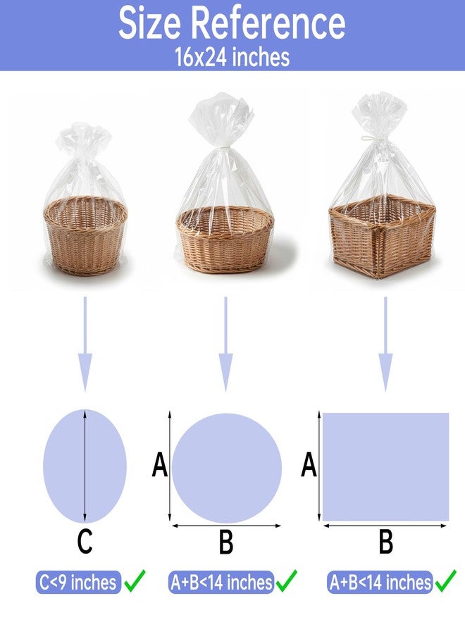 Jadairy Clear Bags, Cellophane Wrap for Gift Baskets, 16x24 in, 20 Pcs with Bows - Image 4