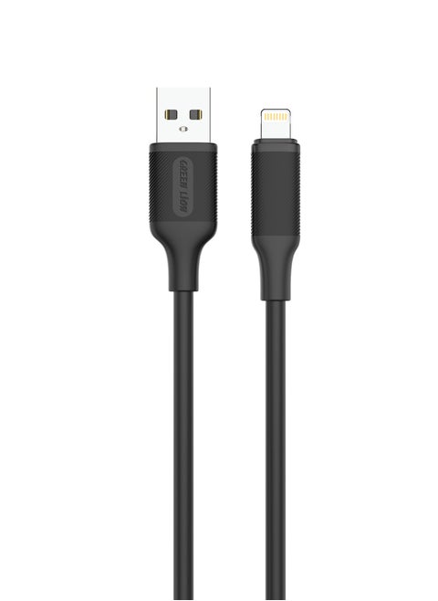 USB-A To Lightning PVC Cable / PVC Material / 1 Meter Length / Super Durable / Secure & Safe / Charge & Sync / 480Mbps Transfer Speed / High Speed Charging / Quick Data Sync / 10000 Bends Life Span / Premium Quality - Black