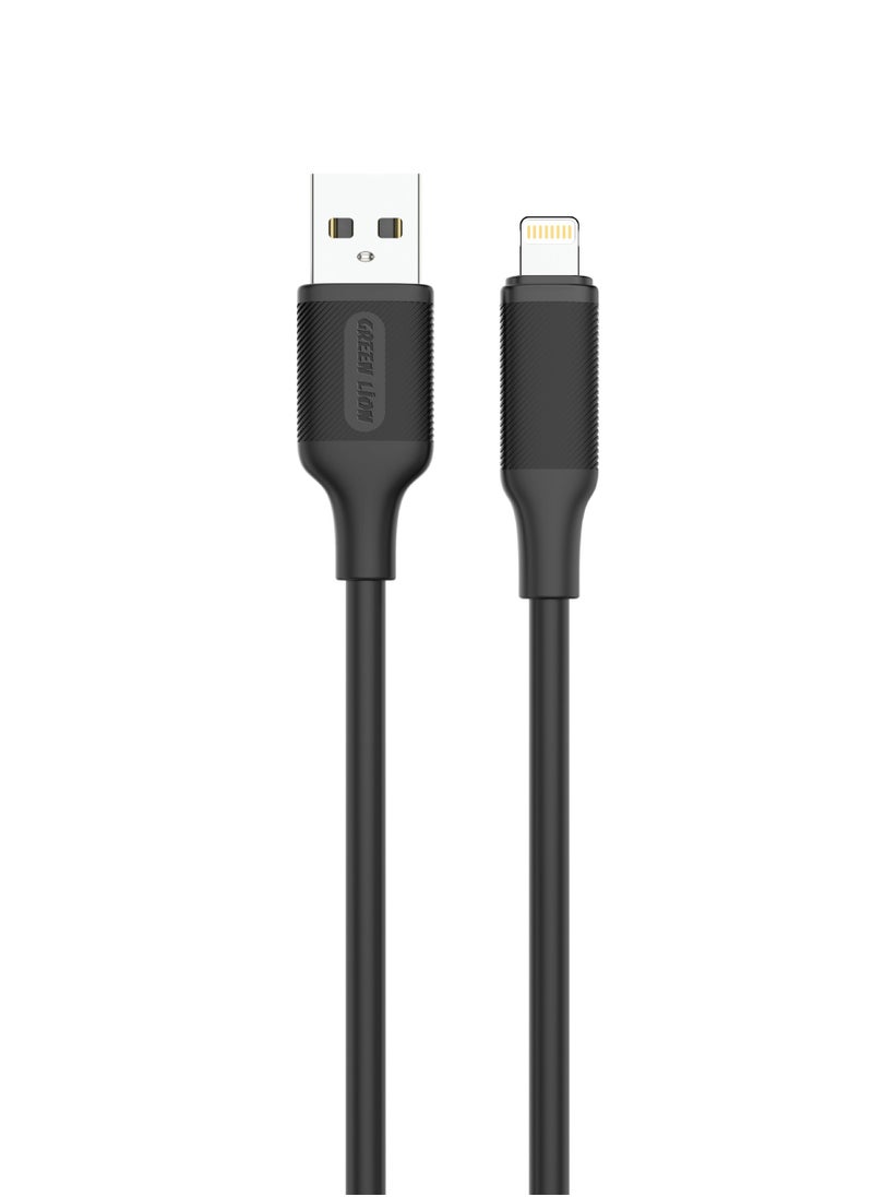 GREEN LION USB-A To Lightning PVC Cable / PVC Material / 1 Meter Length / Super Durable / Secure & Safe / Charge & Sync / 480Mbps Transfer Speed / High Speed Charging / Quick Data Sync / 10000 Bends Life Span / Premium Quality - Black  - Image 1