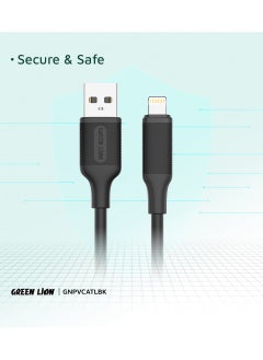 GREEN LION USB-A To Lightning PVC Cable / PVC Material / 1 Meter Length / Super Durable / Secure & Safe / Charge & Sync / 480Mbps Transfer Speed / High Speed Charging / Quick Data Sync / 10000 Bends Life Span / Premium Quality - Black  - Image 5