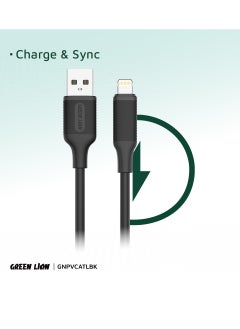 GREEN LION USB-A To Lightning PVC Cable / PVC Material / 1 Meter Length / Super Durable / Secure & Safe / Charge & Sync / 480Mbps Transfer Speed / High Speed Charging / Quick Data Sync / 10000 Bends Life Span / Premium Quality - Black  - Image 4