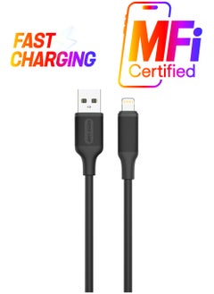 GREEN LION USB-A To Lightning PVC Cable / PVC Material / 1 Meter Length / Super Durable / Secure & Safe / Charge & Sync / 480Mbps Transfer Speed / High Speed Charging / Quick Data Sync / 10000 Bends Life Span / Premium Quality - Black  - Image 1