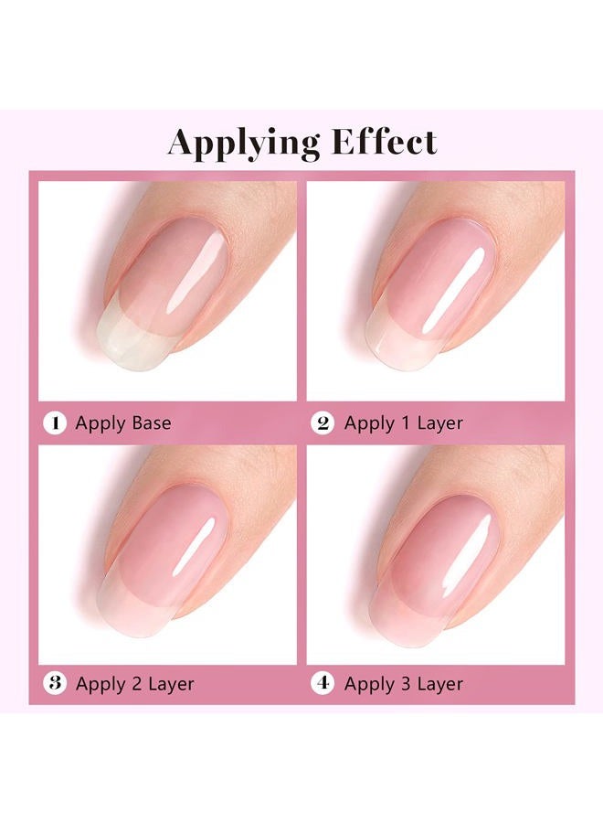RARJSM Translucent Sheer Pink Gel Nail Polish LED UV Gel Soak Off Clear Pink French Manicure Nude Pink Jelly Nail Gel Polish Varnish Curing Requires 1pcs 15ml for Home Salon Nail Art DIY - Image 3