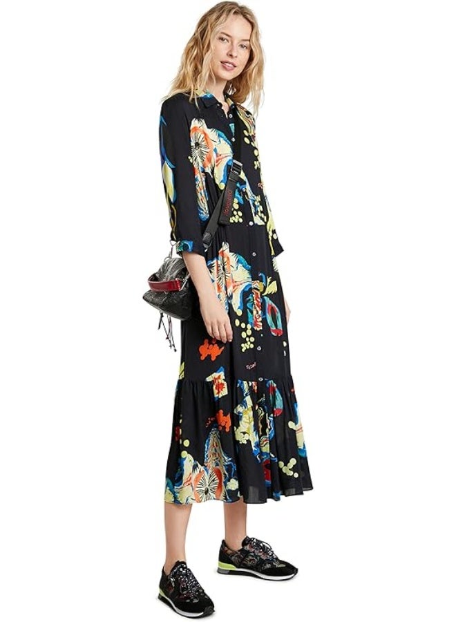 ديسيجوال فستان نسائي من ديزجوال منسوج بأكمام ثلاثة أرباع، باللون الأسود، مقاس XL، أنيق وخفيف بتصميم أنثوي مريح وتفاصيل فنية راقية، مناسب للعمل والمناسبات المسائية - Image 1