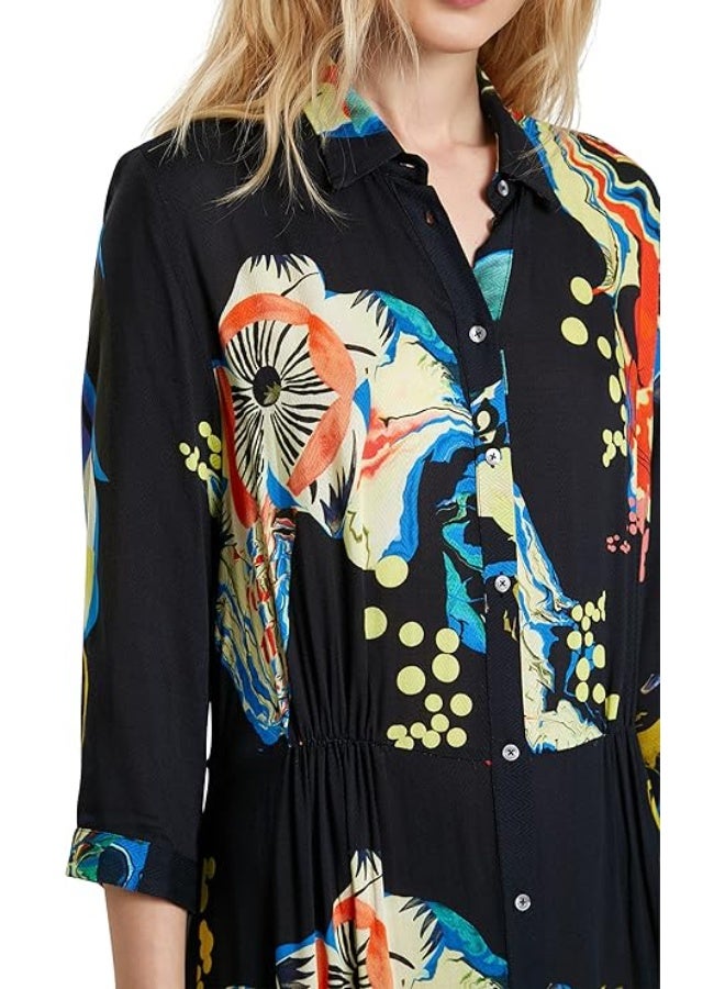 ديسيجوال فستان نسائي من ديزجوال منسوج بأكمام ثلاثة أرباع، باللون الأسود، مقاس XL، أنيق وخفيف بتصميم أنثوي مريح وتفاصيل فنية راقية، مناسب للعمل والمناسبات المسائية - Image 3