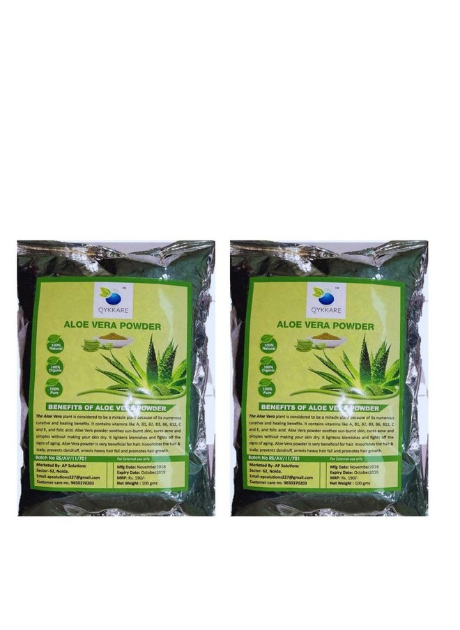 QYKKARE Premium Aloe Vera Powder For Face Skin And Hair Pack Of 2 (200 Gm), Aloe Barbadensis  - Image 1