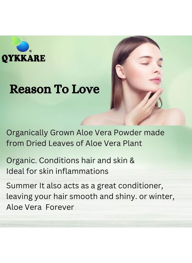 QYKKARE Premium Aloe Vera Powder For Face Skin And Hair Pack Of 2 (200 Gm), Aloe Barbadensis  - Image 3