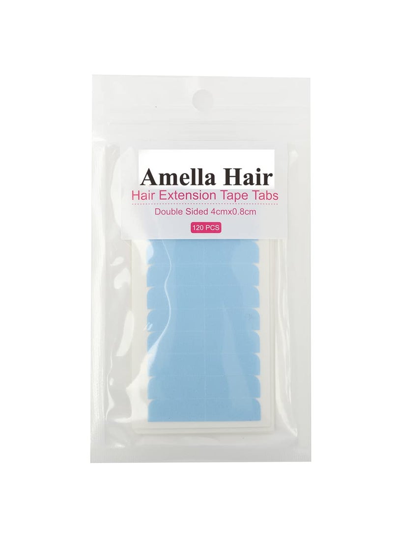 Amella Amella Hair 120 Pieces Hair Extension Tape Tabs Double Sided Extension Tapes for Replacement 4cmx0.8cm (Blue 120 Pieces) 