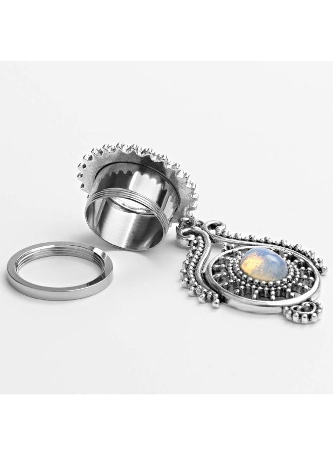 TBOSEN Stainless Steel Teardrop Opal Wedding Earrings Large Dangle Bridal Plug Ear Gauges Stretching Tapers Screw Fit Tunnels - Image 2