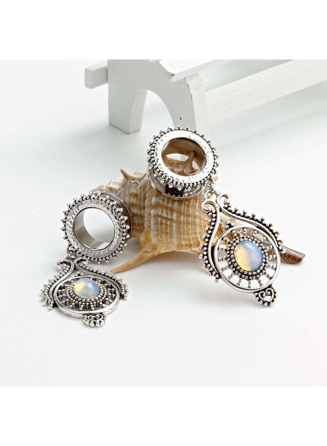 TBOSEN Stainless Steel Teardrop Opal Wedding Earrings Large Dangle Bridal Plug Ear Gauges Stretching Tapers Screw Fit Tunnels - Image 5
