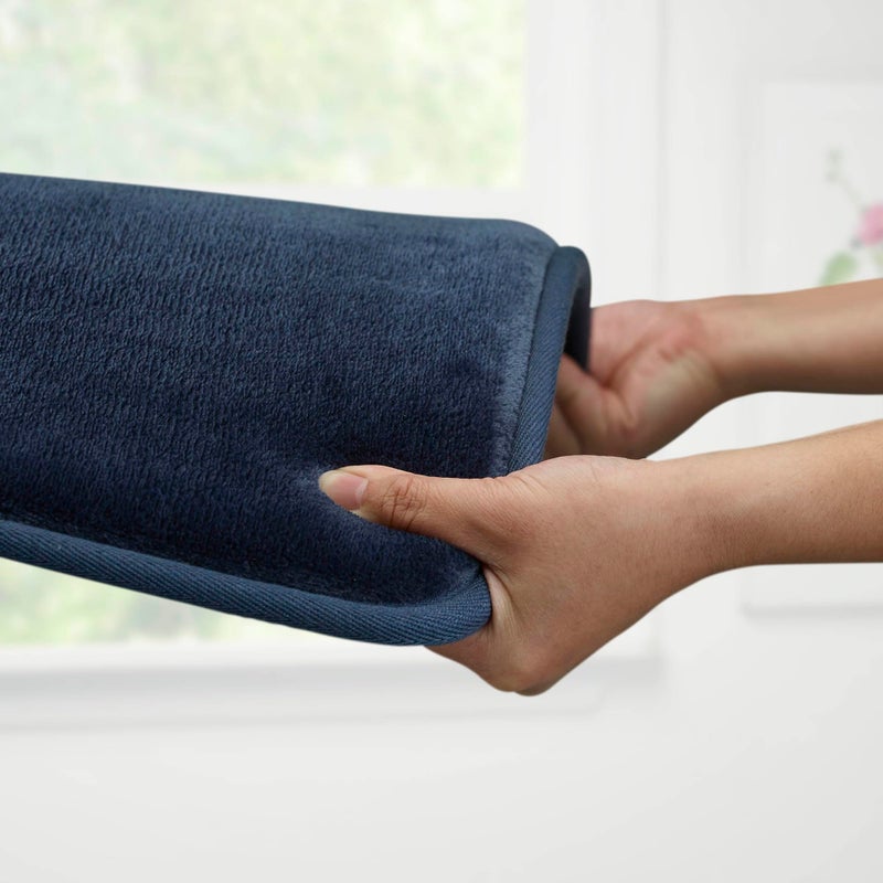 Genteele Memory Foam Bath Mat Non Slip Absorbent Super Cozy Velvet Bathroom Rug Carpet (22 inches X 36 inches, Navy) - Image 5