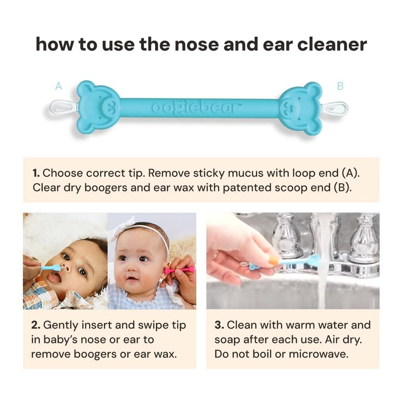 oogiebear Baby Nose Cleaner & Ear Wax Removal Tool - Safe Booger & Earwax Removal for Newborns, Infants, Toddlers - Dual-Ended - Essential Baby Stuff - Image 3