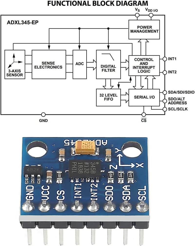 AITIAO 4PCS GY-291 ADXL345 3-Axis Digital Acceleration of Gravity Tilt Sensor Module IIC/SPI Transmission Compatible with Raspberry Pi(Welded) - Image 4