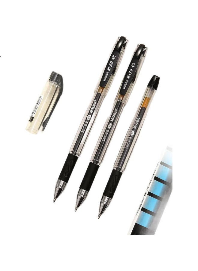 M.G Chenguang (M&G) Stationery, Pull-Cap 0.7 Gel Pen, Student Black Pen, Carbon Pen, Large Stroke Signature Pen, Business Office Pen, Bullet Tip, Calligraphy Pen, Quick-Drying Ink Pen, Black, 12 Pens/Box, K39 - Image 2
