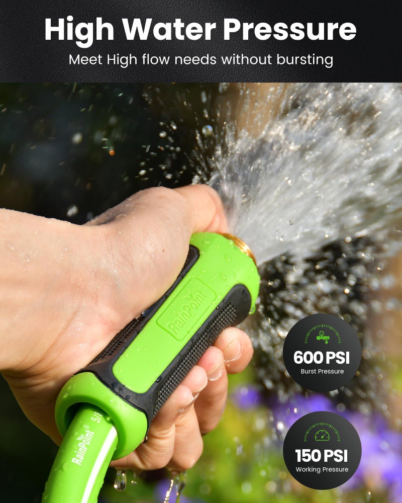 RAINPOINT Garden Hose 50ft - Flexible Heavy Duty Water Hose with Swivel Handle - Lightweight, Hybrid Rubber, 5/8", Male to Female - Image 3