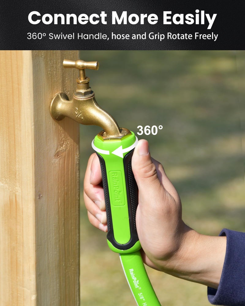 RAINPOINT Garden Hose 50ft - Flexible Heavy Duty Water Hose with Swivel Handle - Lightweight, Hybrid Rubber, 5/8", Male to Female - Image 4