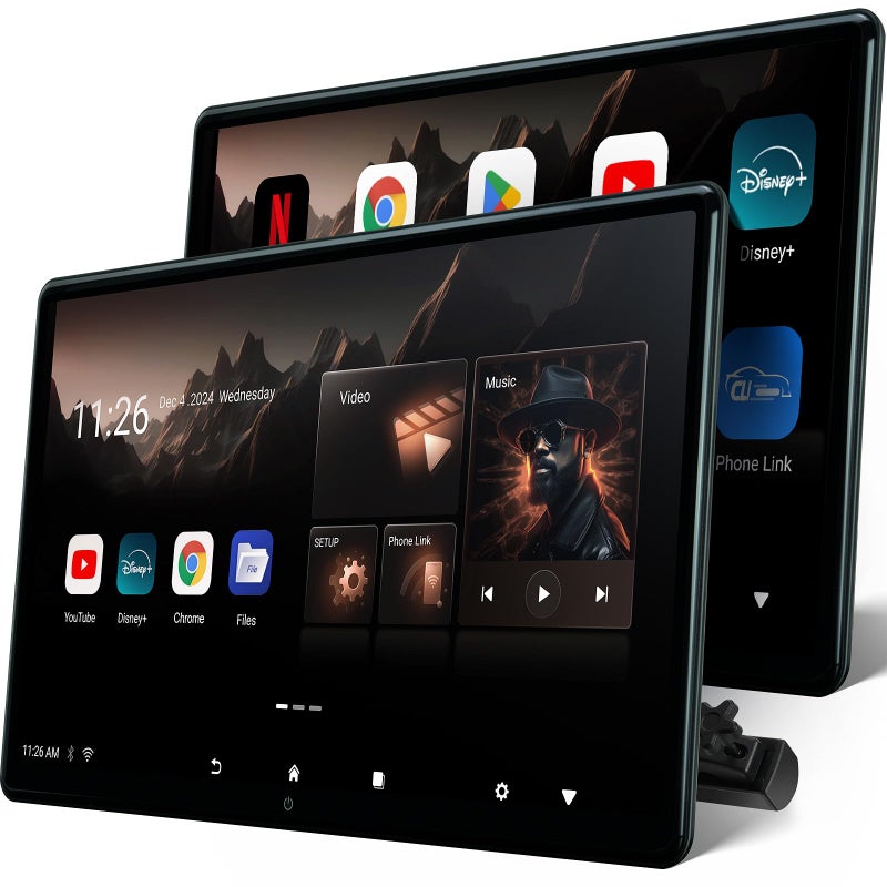 156 بوصة 4K أندرويد 13 شاشة رأسية تلفاز للسيارات نظام ترفيه خلفي دعم ربط لاسلكي للهاتف شاشة تعمل باللمس مع واي فاي بلوتوث HDMI USB مشغل فيديو 4G 64G 2 قطع