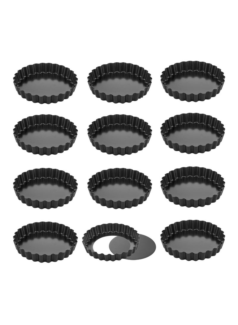 Round Tart Pan Non-Stick 4 Inch 12Pcs with Removable Loose Bottom - Image 1