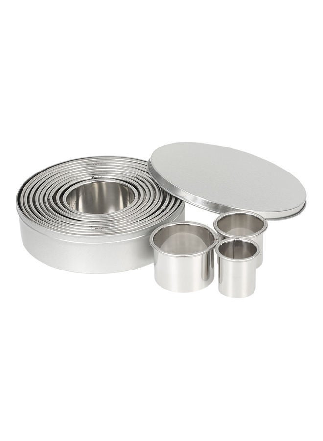 NIBEMINENT 12-Piece Stainless Steel Circle Cookie Cutters Silver - Image 1