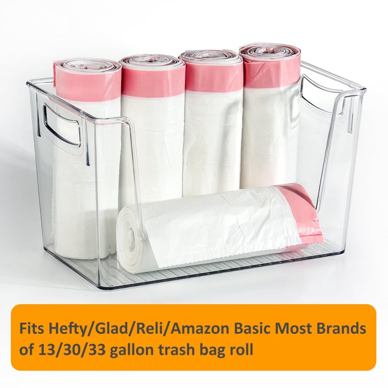Hudgan 2 Pack Trash Bag Holder Dispenser, Extra Large Garbage Bags Holder, Stackable Trash Bag Holder with Bamboo Top for Laundry Room & Under Sink - Image 5