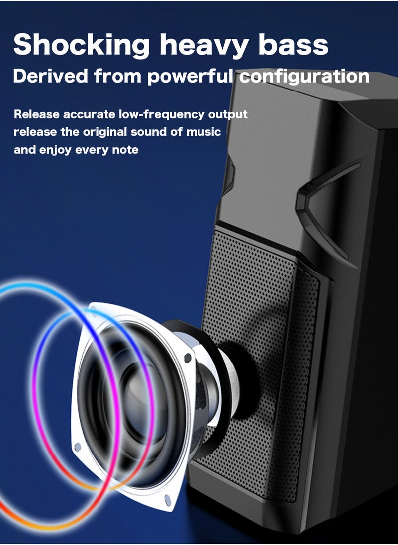 BONKS Desktop Speakers, 2.0 Channel PC Computer HiFi Stereo Gaming Speaker with Colorful LED Light Modes, Enhanced Bass and Easy-Access Volume Control, USB Powered with 3.5mm AUX-in  - Image 3