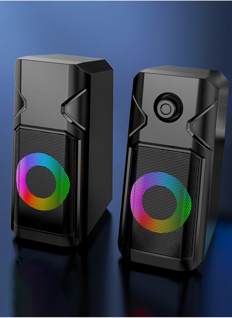 BONKS Desktop Speakers, 2.0 Channel PC Computer HiFi Stereo Gaming Speaker with Colorful LED Light Modes, Enhanced Bass and Easy-Access Volume Control, USB Powered with 3.5mm AUX-in  - Image 1