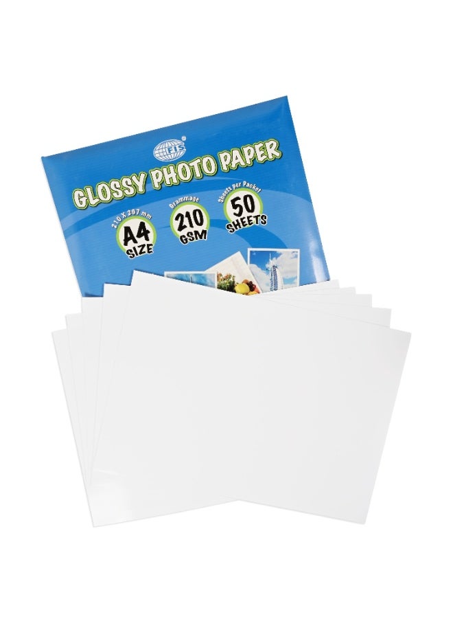 FIS Glossy Photo Paper, A4 Size(210x297mm), 210 Gsm Thickness, 50 Sheets Per Pack-FSPAGP21050N  - Image 4