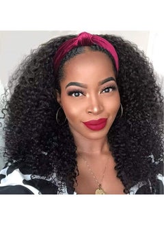Hair Afro Kinky Curly Half Wigs Human Hair for African American Women, 100% Virgin Human Hair Headband Curly 3/4 Half Wigs Glueless Wear and Go Beginner and Friendly 150% Density 16 Inch