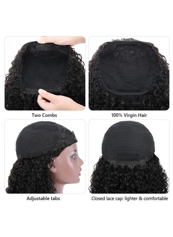 Nadula - Hair Afro Kinky Curly Half Wigs Human Hair for African American Women, 100% Virgin Human Hair Headband Curly 3/4 Half Wigs Glueless Wear and Go Beginner and Friendly 150% Density 16 Inch - Image 1