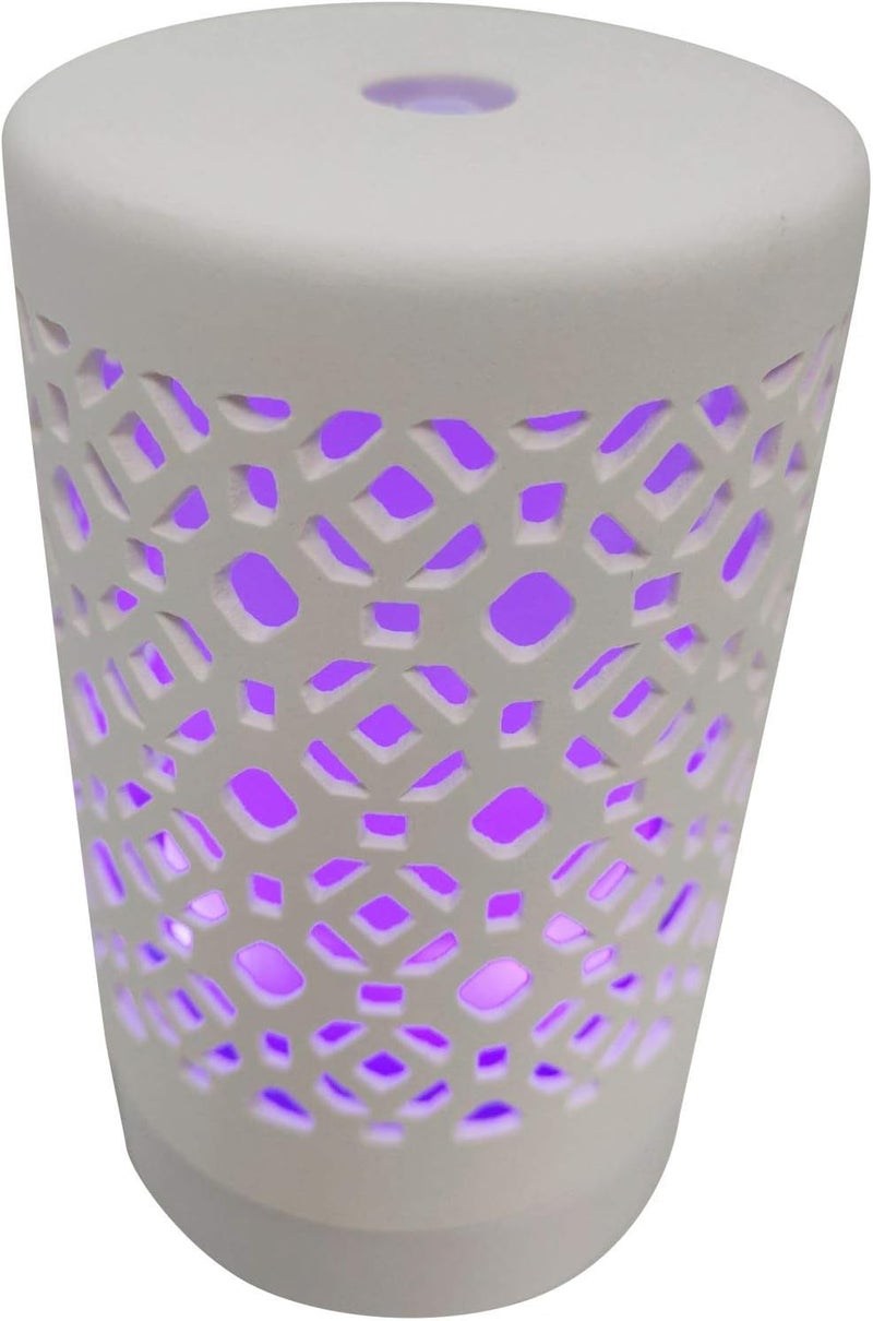 Ceramic Essential Oil Aroma Air Freshener Diffuser, Ultrasonic Diffusing Cool Mist Humidifier with Timers for Office Home Bedroom Baby Room Study Yoga Spa, with Timer and 7 Color Light