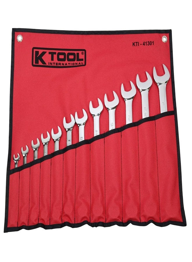 K-Tool International K Tool International 41301 SAE Combination Wrench Set for Garages and Repair Shops, Polished Chrome, 5/16", 3/8", 7/16", 1/2", 9/16", 5/8", 11/16", 3/4", 13/16", 7/8", 15/16", 1", 12 Piece - Image 1